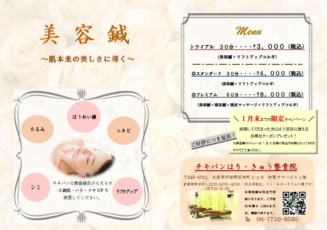 美容鍼限定キャンペーン今月末まで！！！